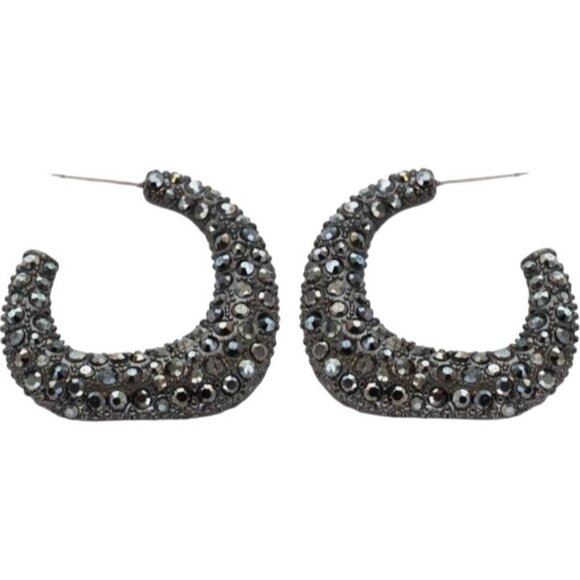 Nordstrom Panacea Pavé Square Hoop Earrings In Black‎ Crystal - Picture 1 of 6
